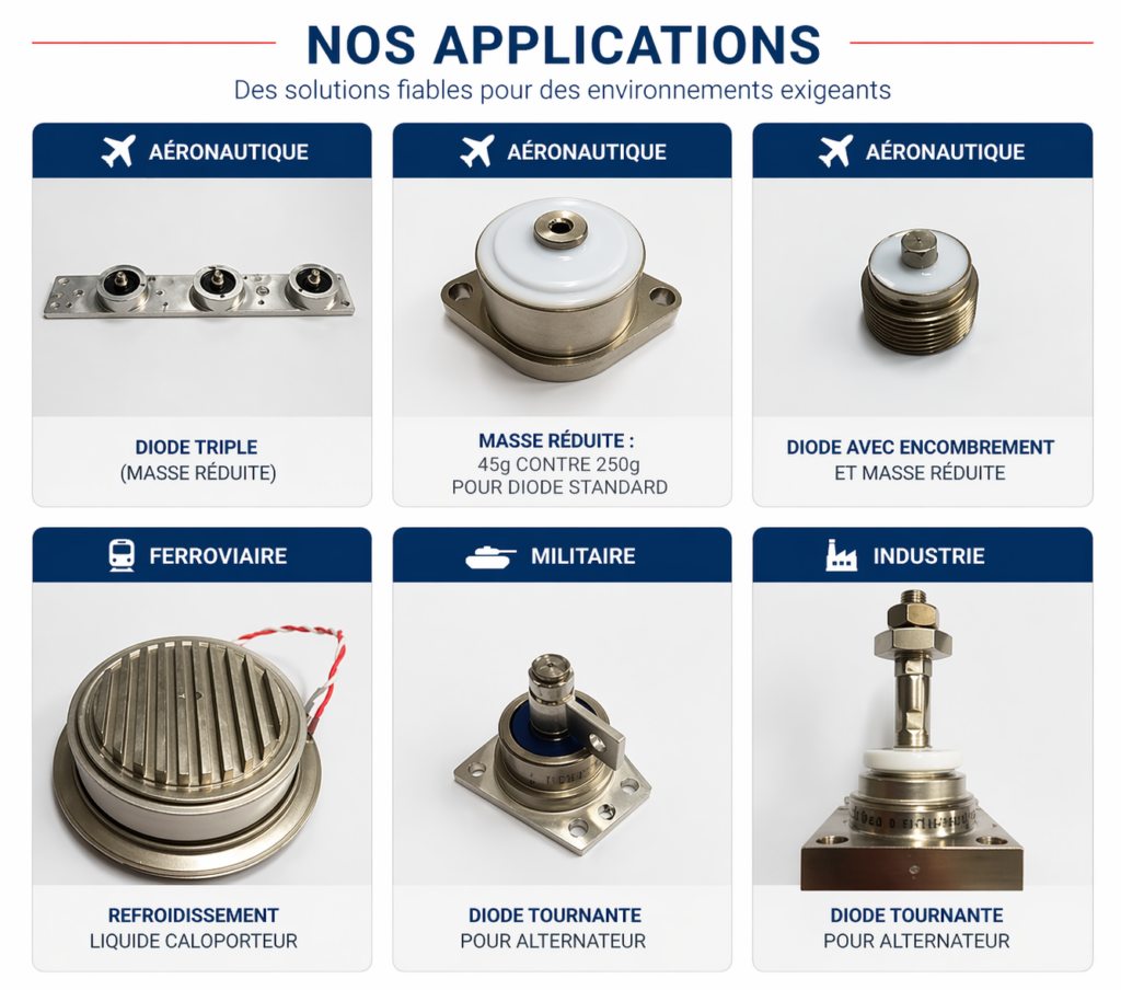 Diode et thyristors customisés par application